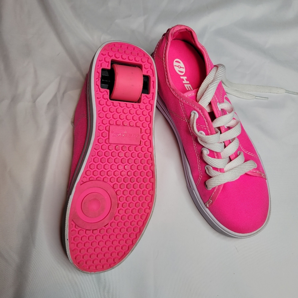 Heelys Hot Pink Roller Shoes with White Accents Girls Sz 4